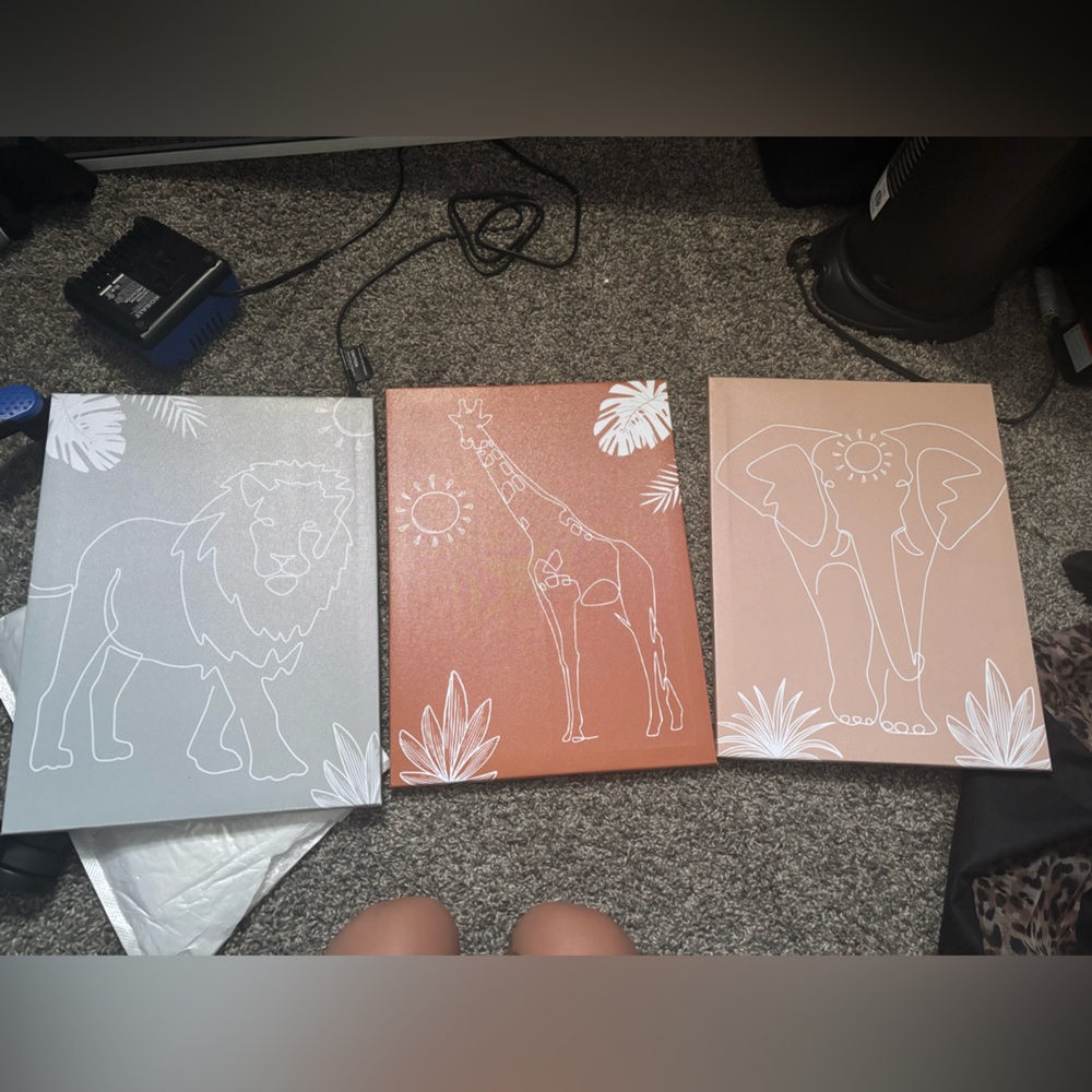 Set of Three Animal Canvas Art Prints